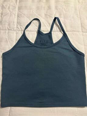 Fleo Dusty Blue Strappy Crop Tank